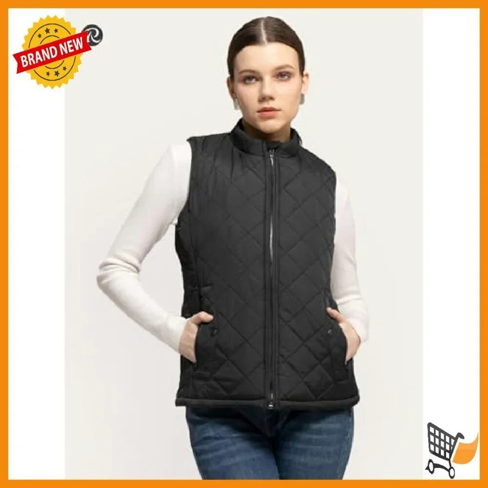 Quilted Puffer Vest Water-Resistant Zip Pockets Women's Lightweight